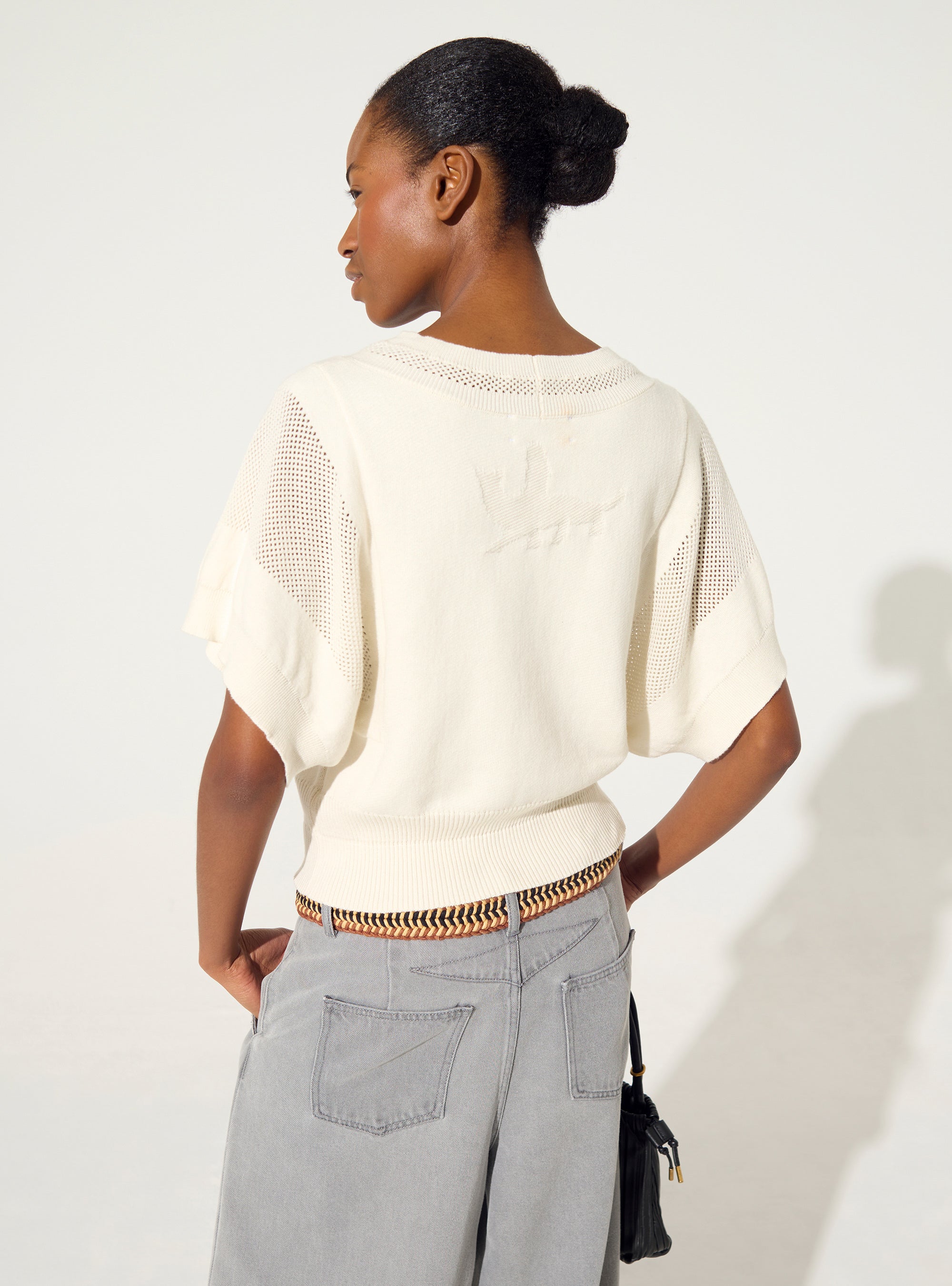 Pull en coton et cachemire blanc