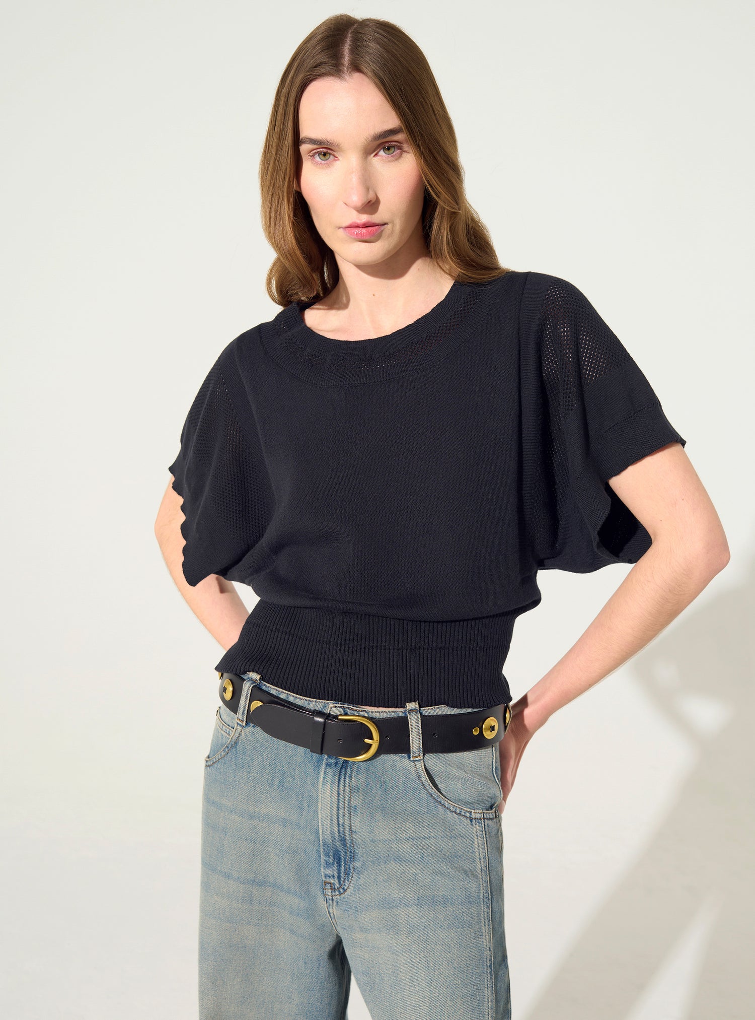 Pull en coton et cachemire noir