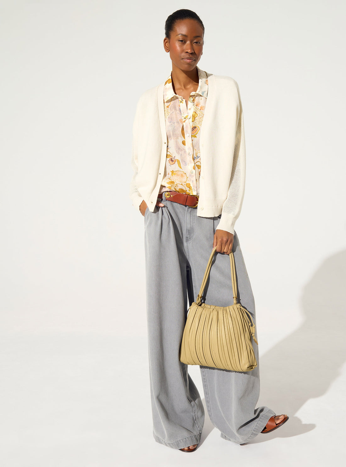 weiße Strickjacke aus Baumwolle und Kaschmir