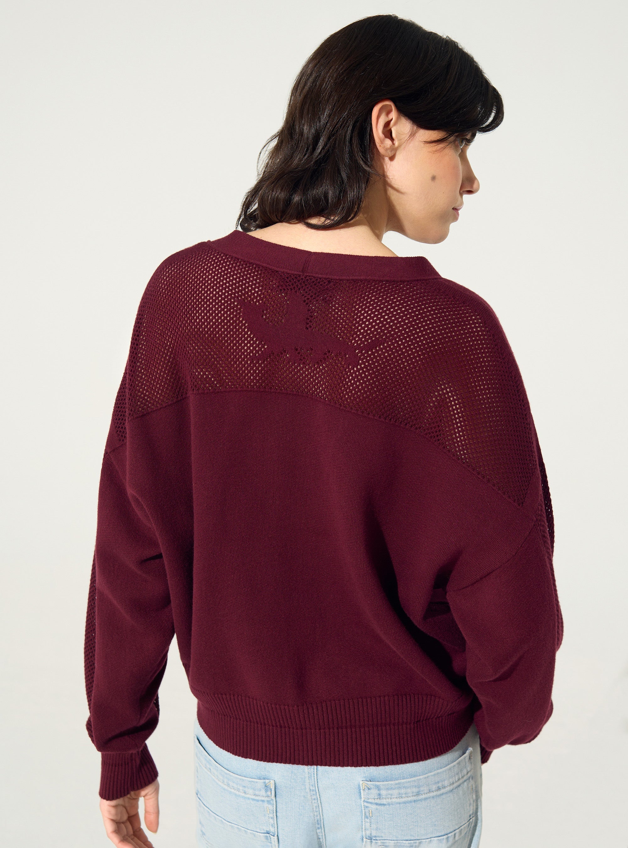 Cardigan en coton et cachemire rouge