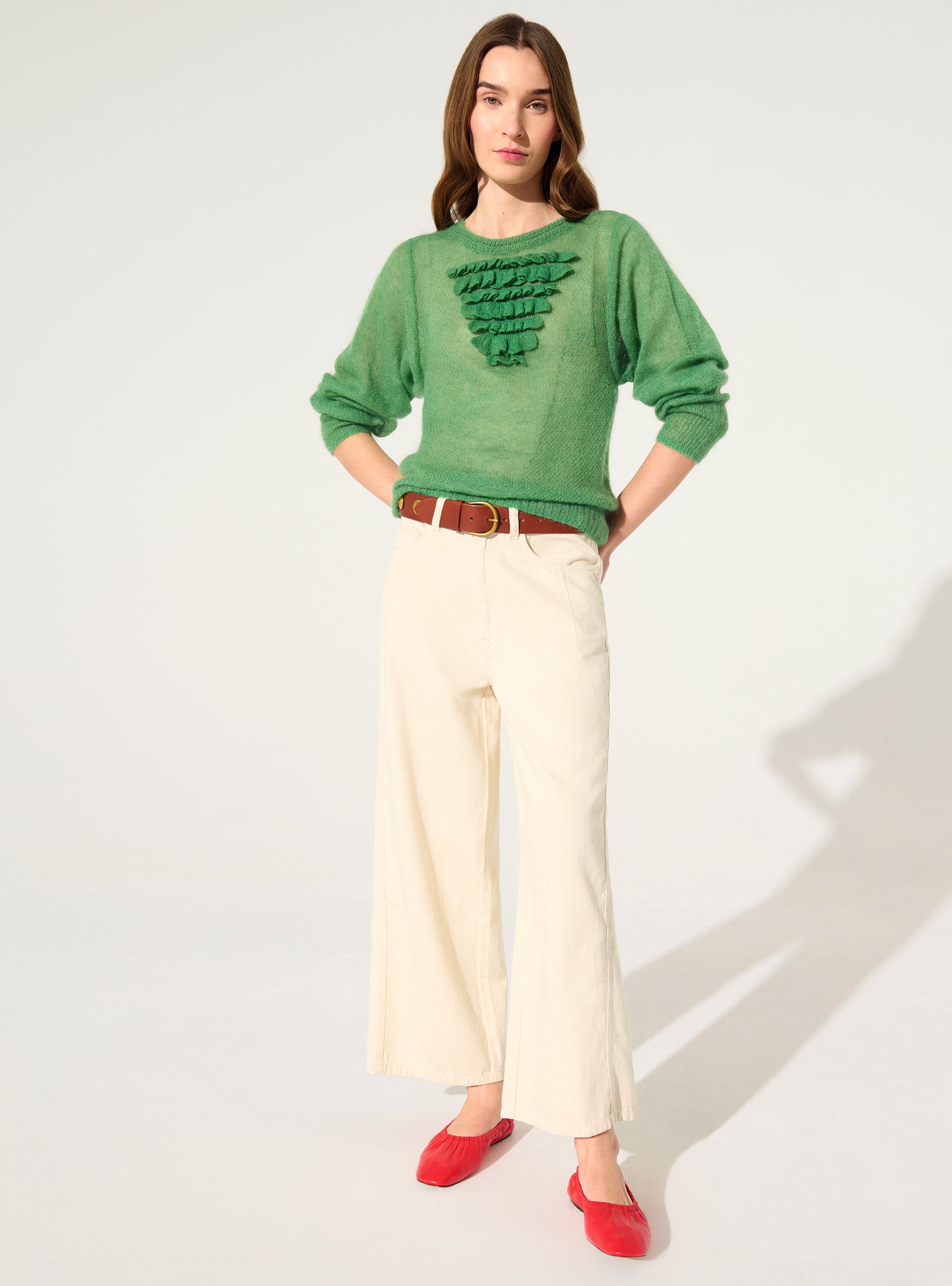 Pull en mohair et laine vert