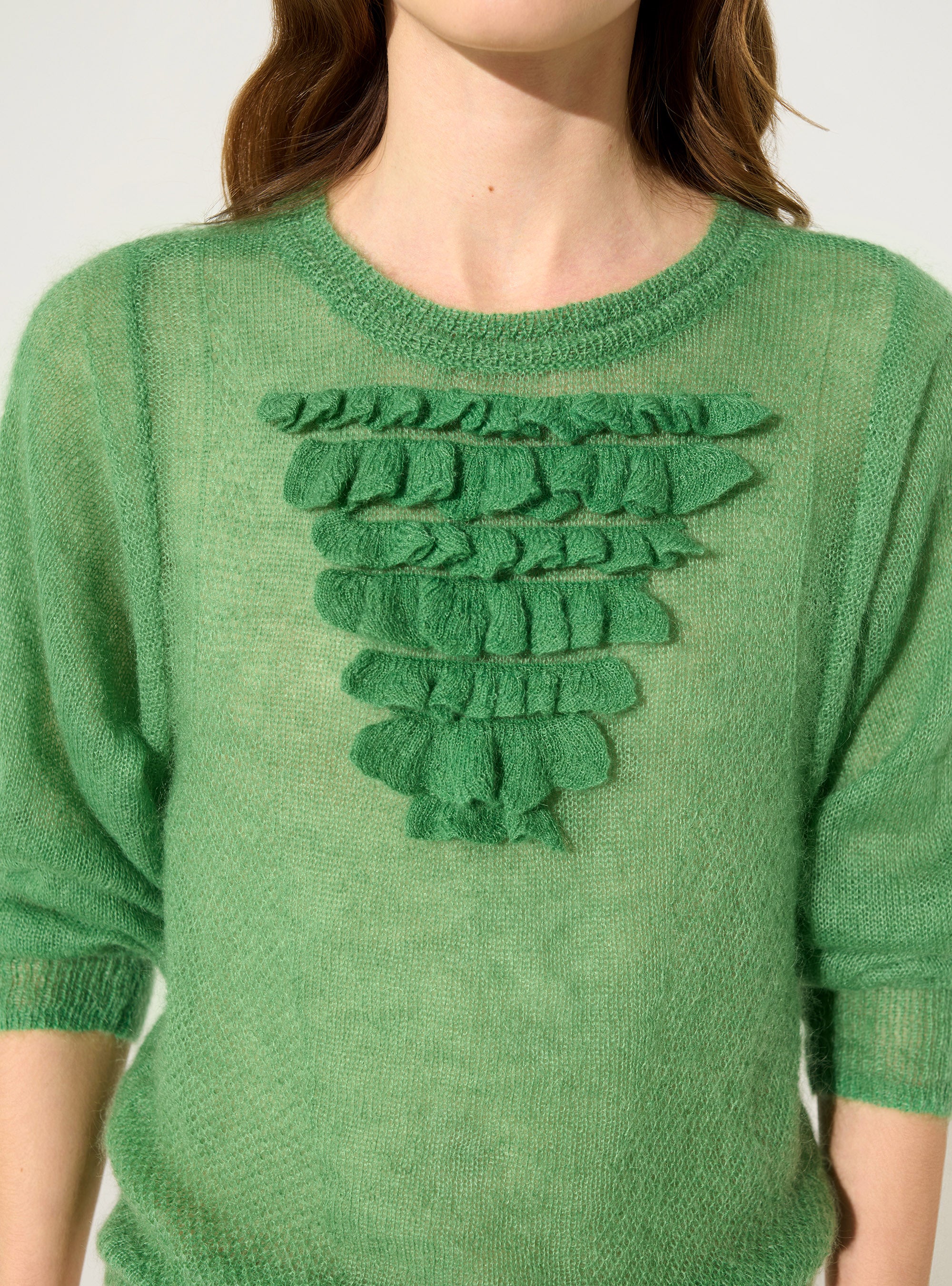 Pull en mohair et laine vert