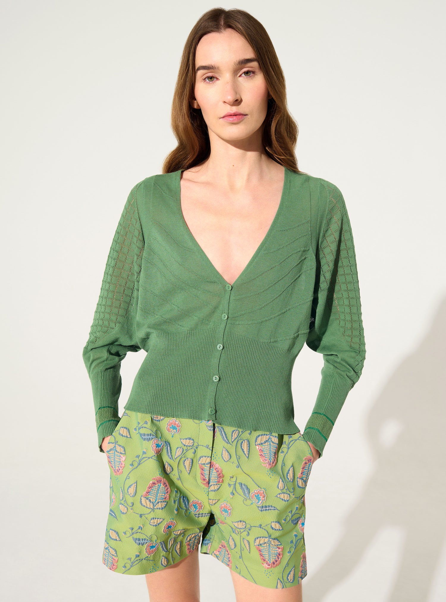Cardigan en coton vert