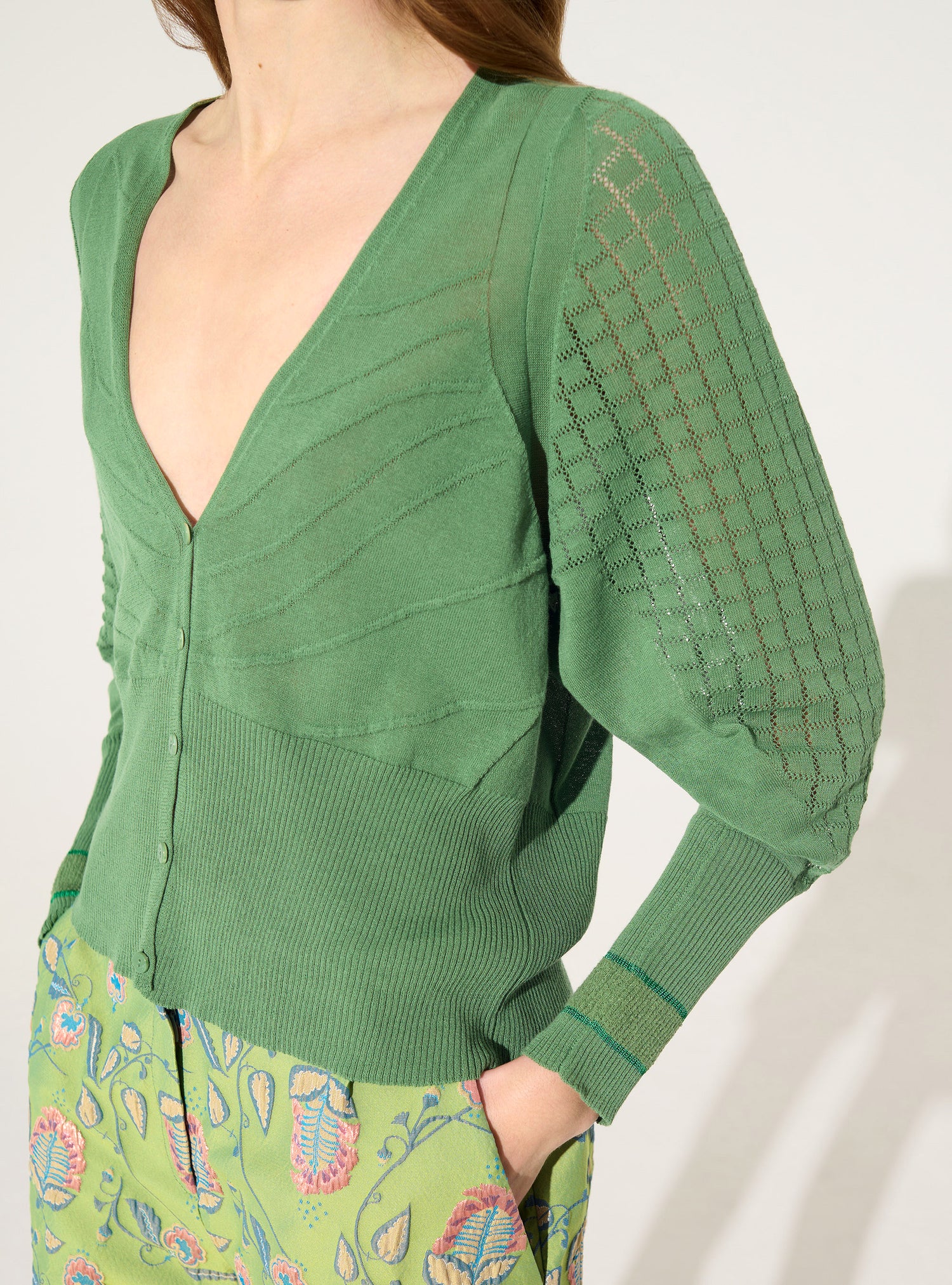 Cardigan en coton vert