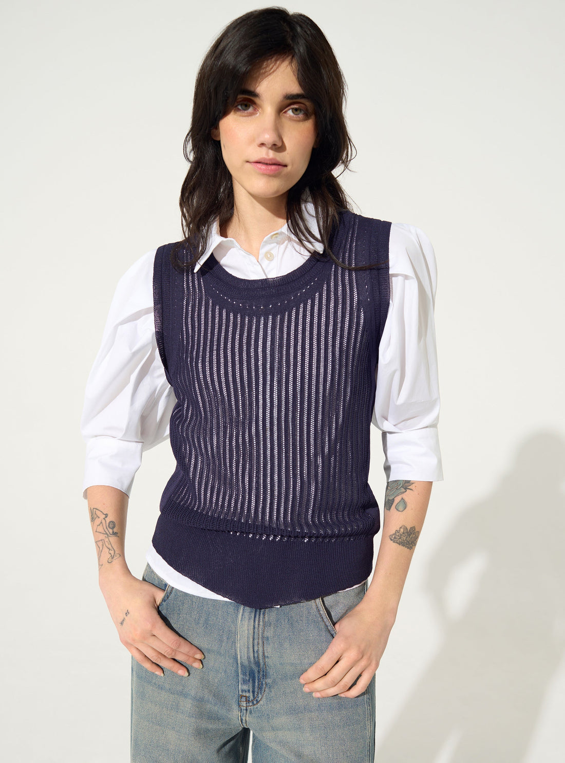 Purple mesh tank top