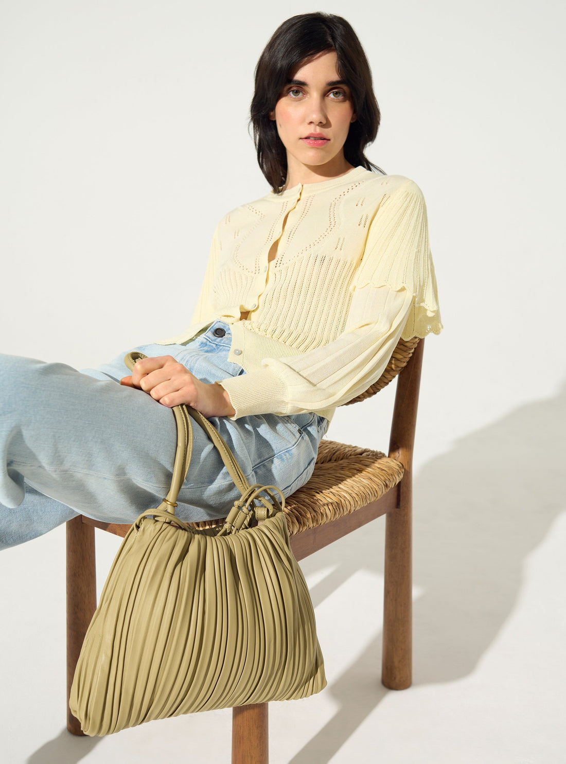 Cardigan plissé blanc