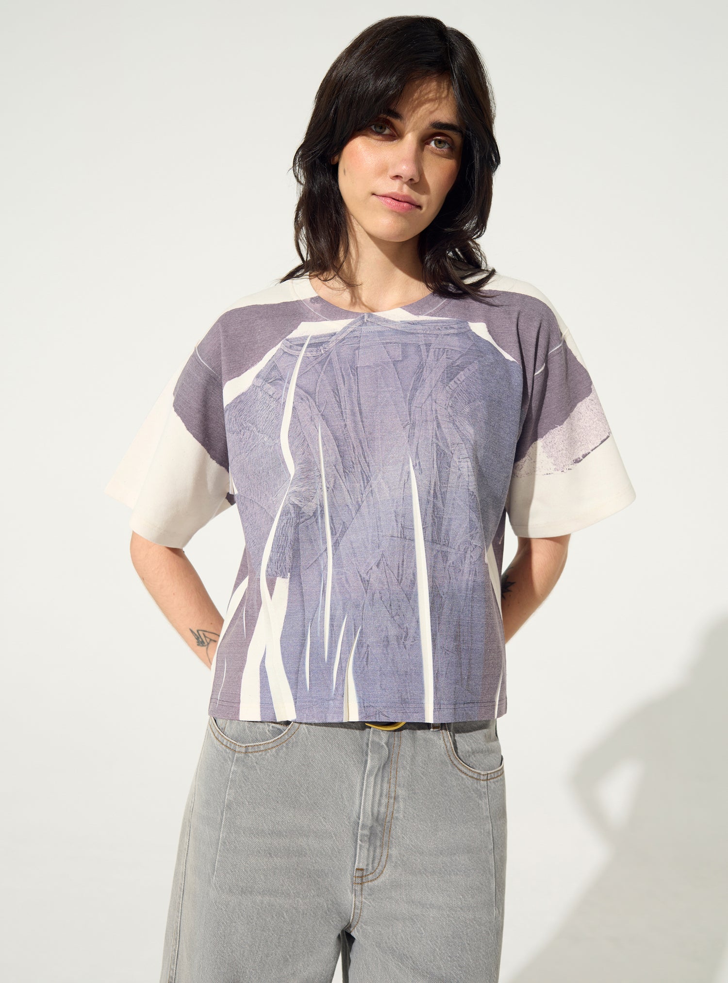 Blue sublimated fitted T-shirt