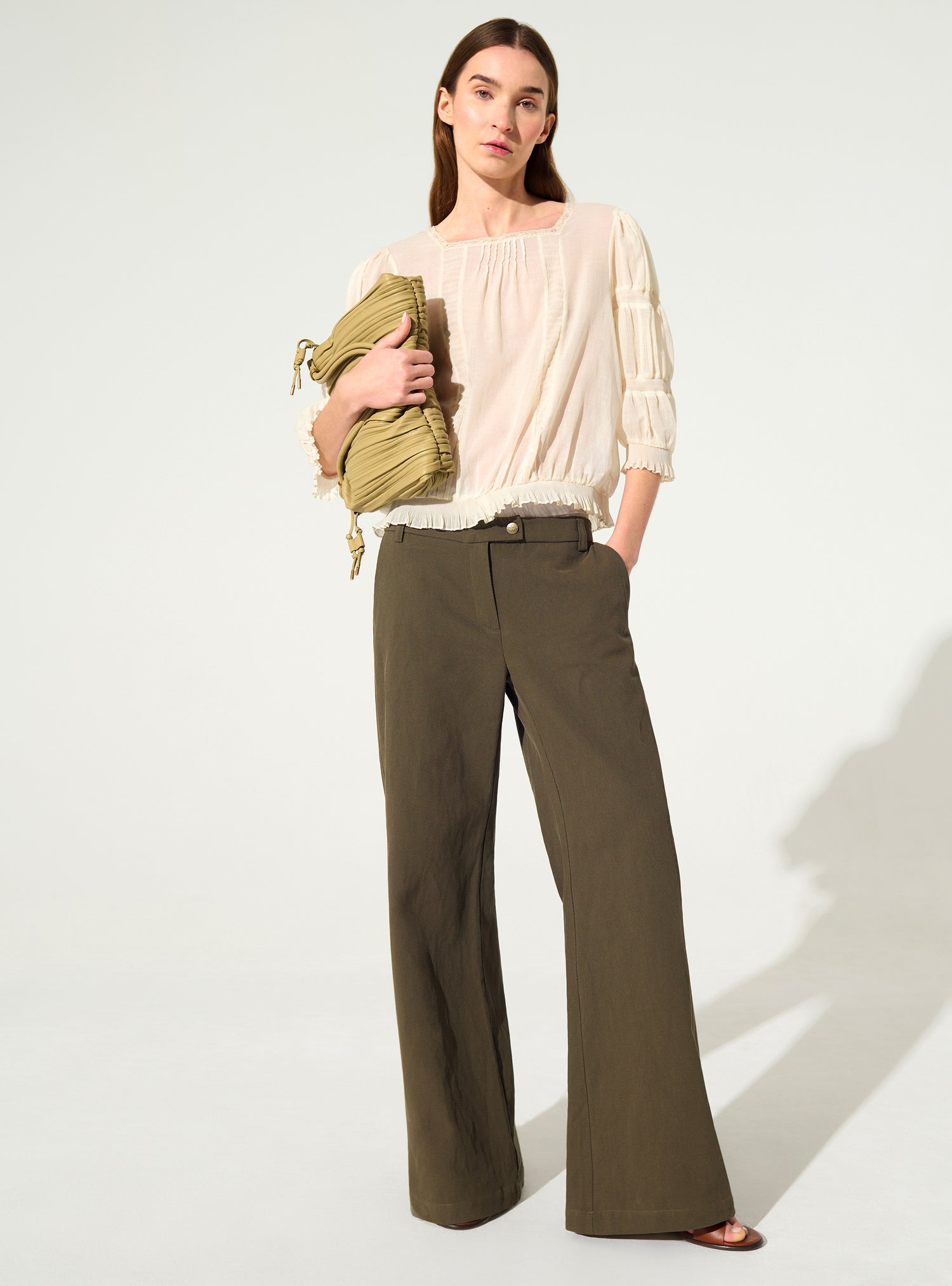 Pleated blouse and Calais-Caudry® lace