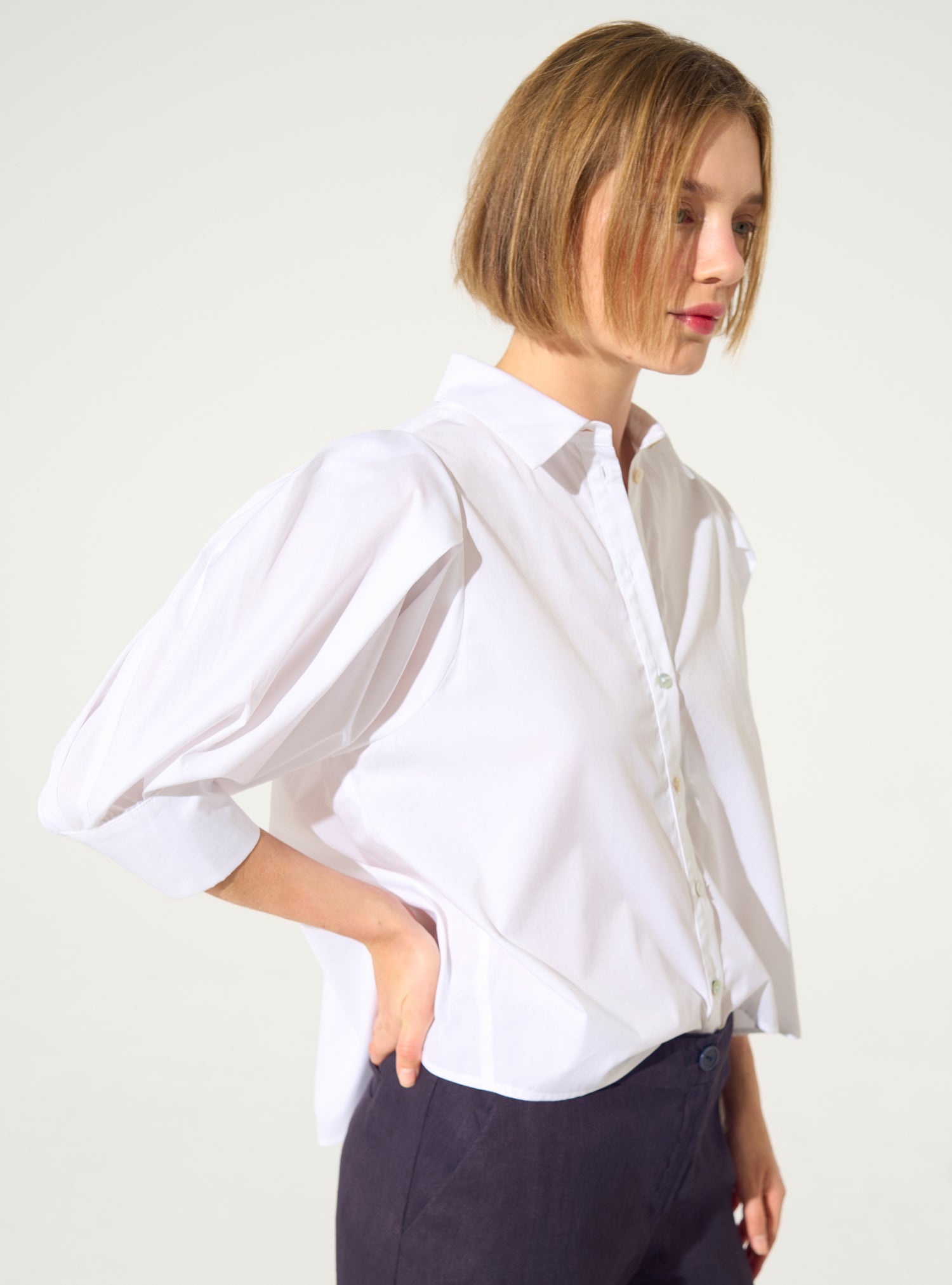 Loose white cotton shirt