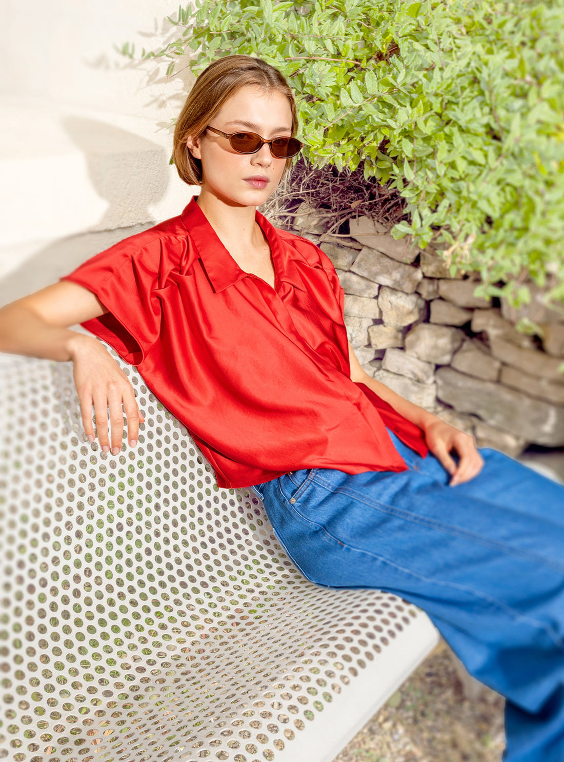 Chemise oversize rouge Cotélac 