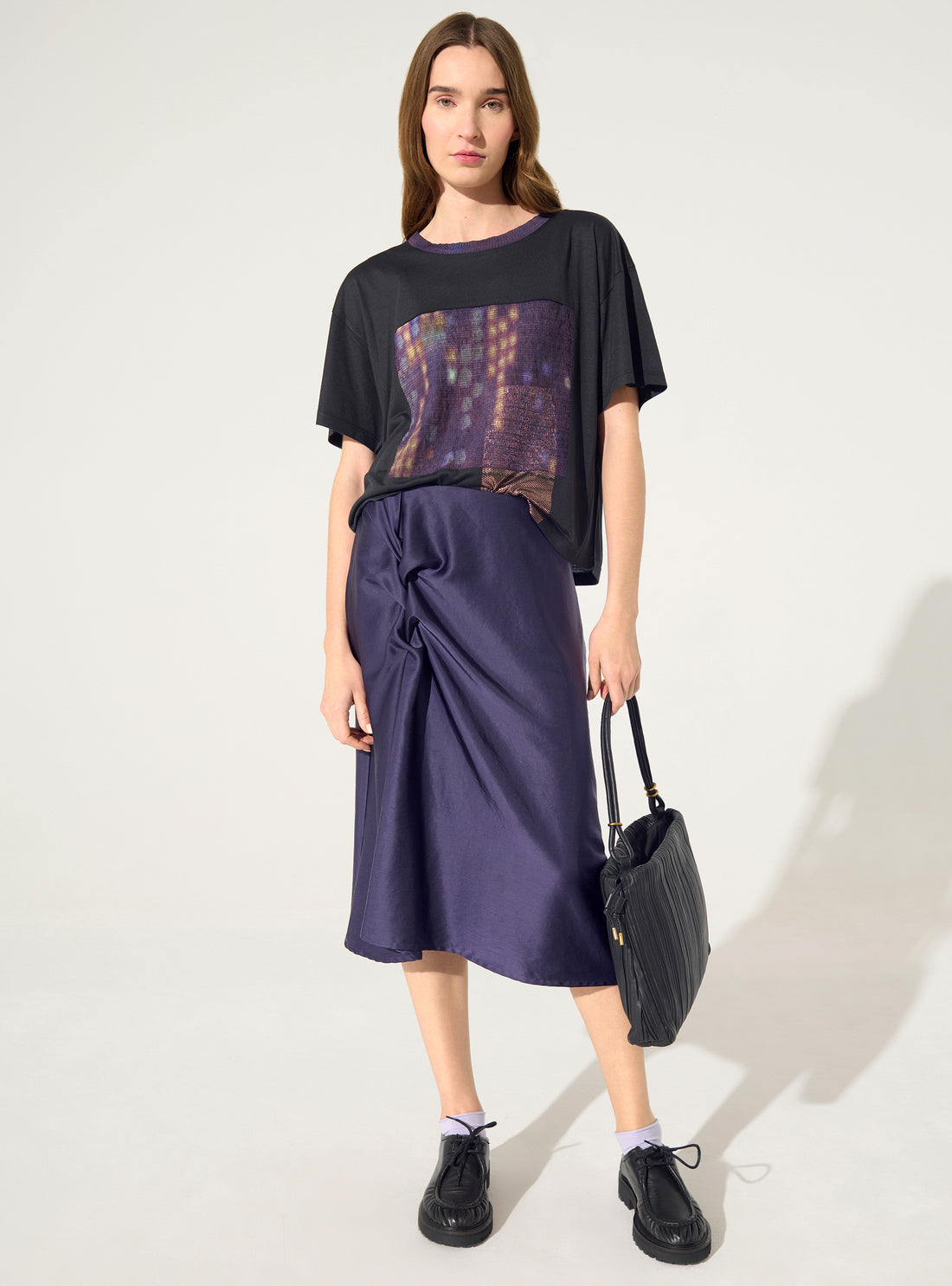 Jupe en satin violet