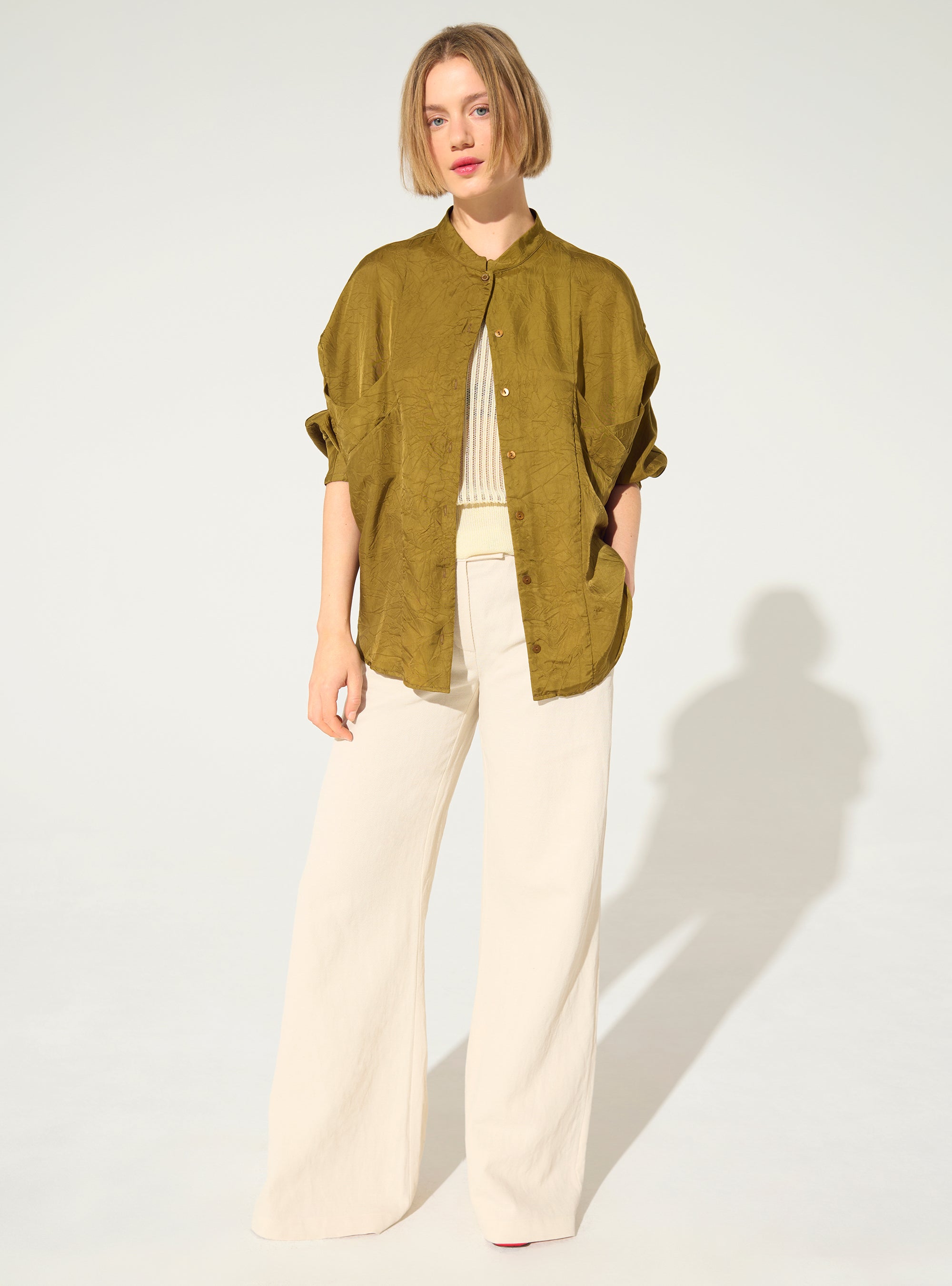 Oversized shirt in bronze cupro