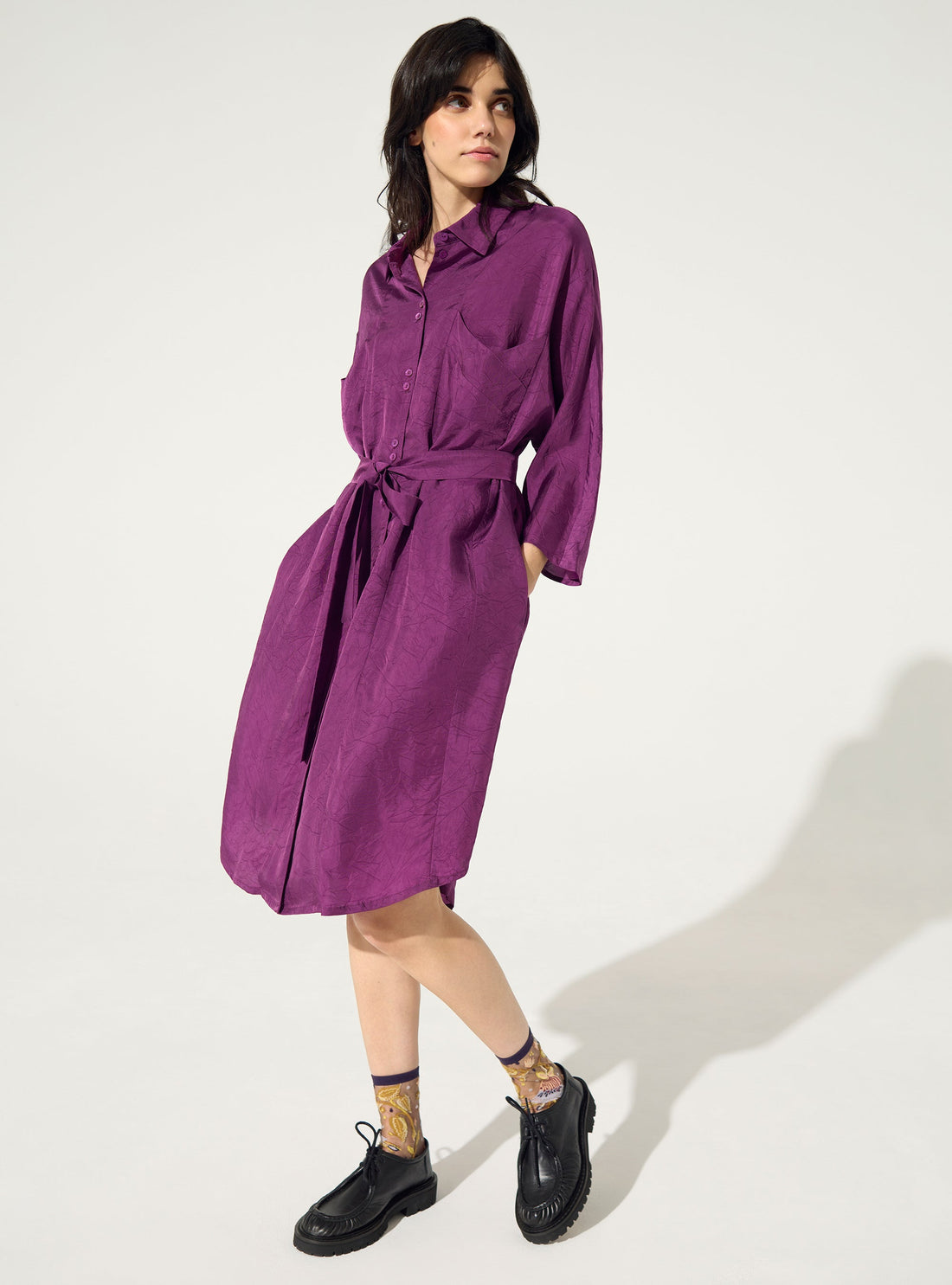 Robe ample en cupro violet
