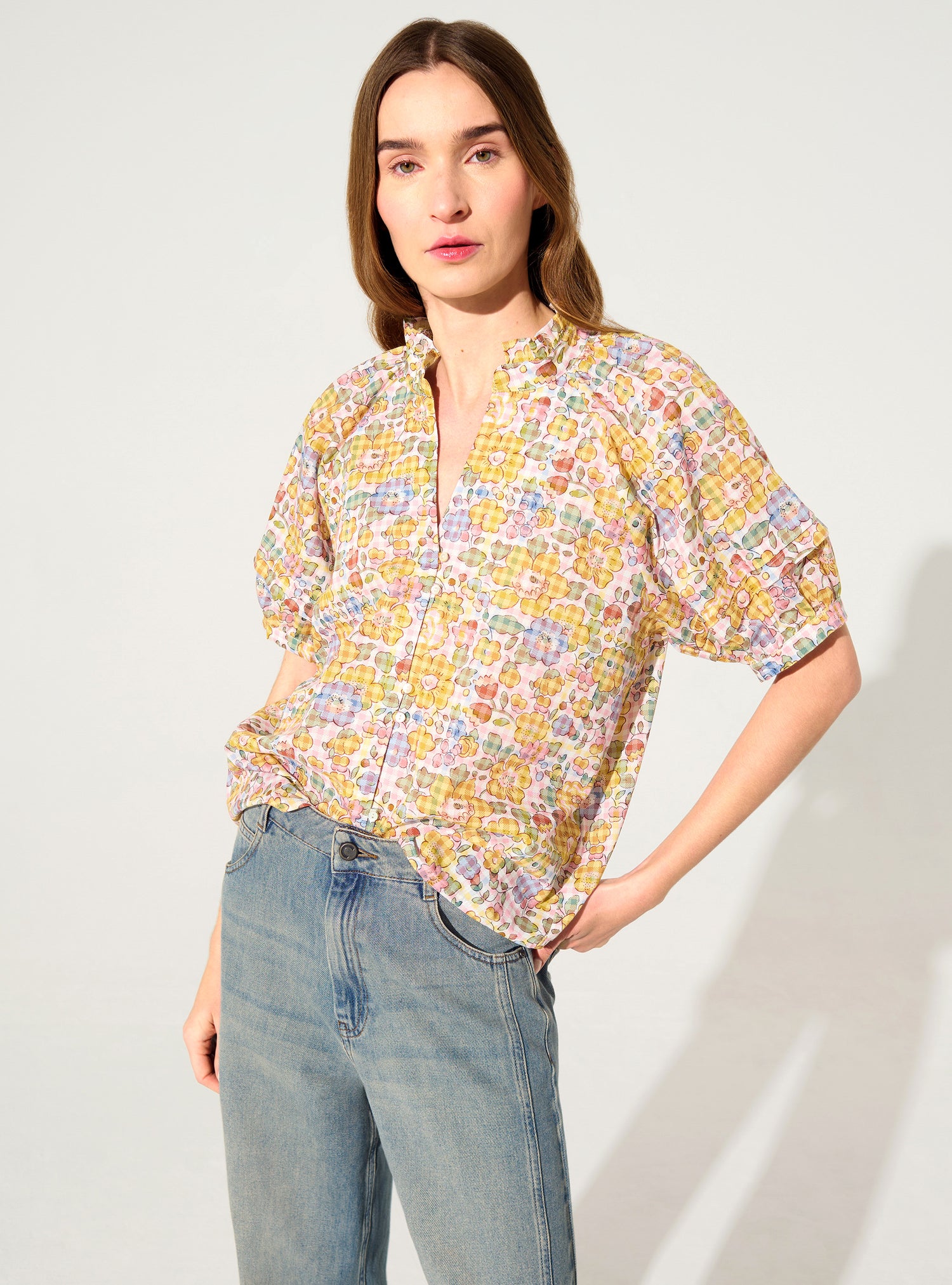 Gerade Bluse aus Liberty-Stoffen