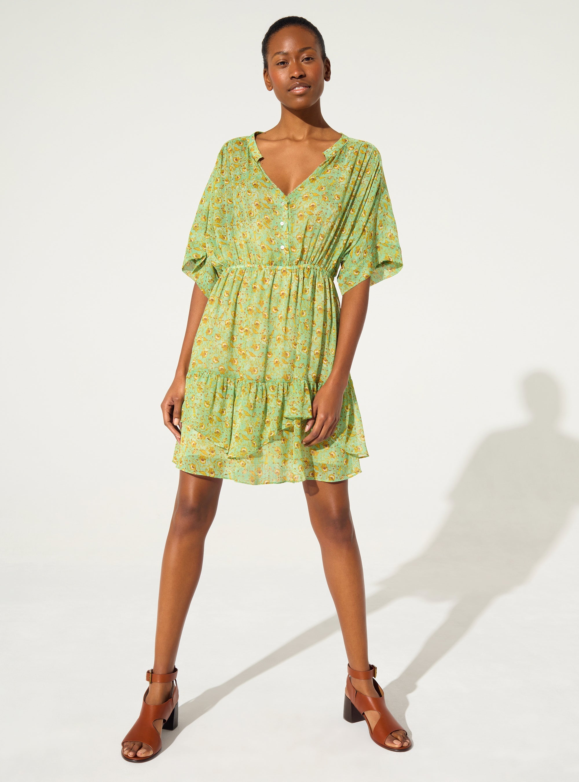 Robe ajustée imprimée vert