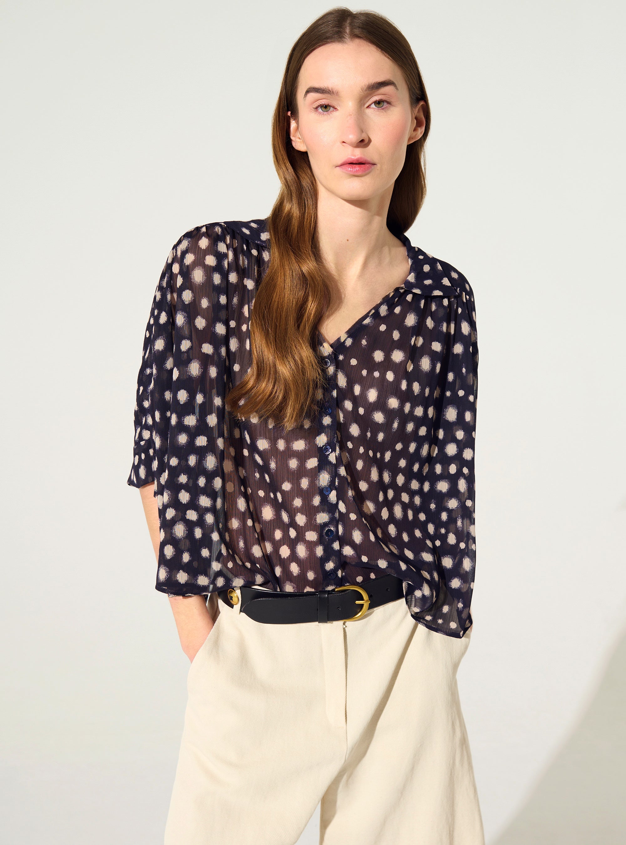 Übergroßes XXL-Hemd mit lila Hausmuster