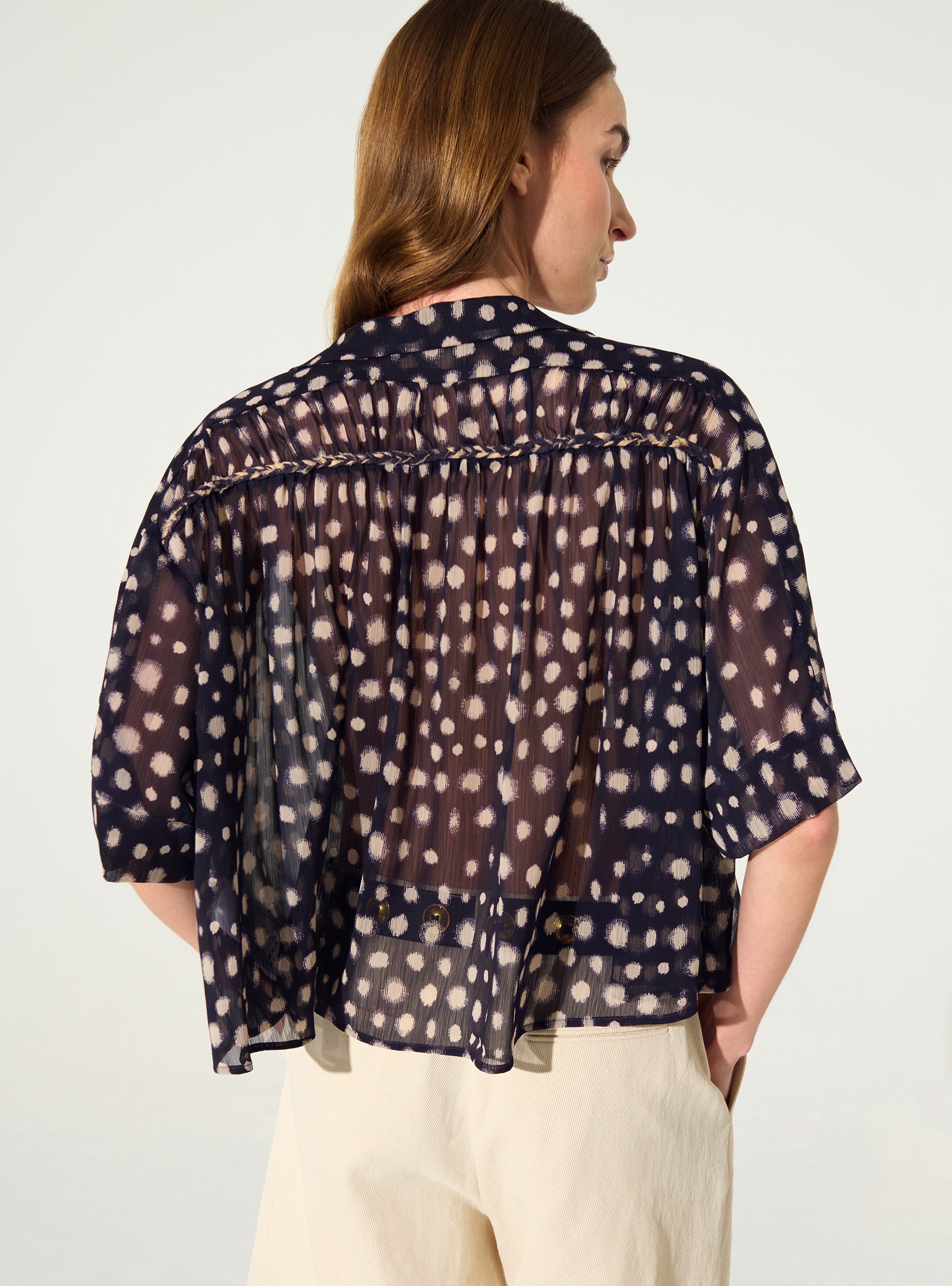 Übergroßes XXL-Hemd mit lila Hausmuster