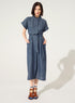 Robe ample en lin et coton bleu