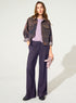 Purple linen print trousers