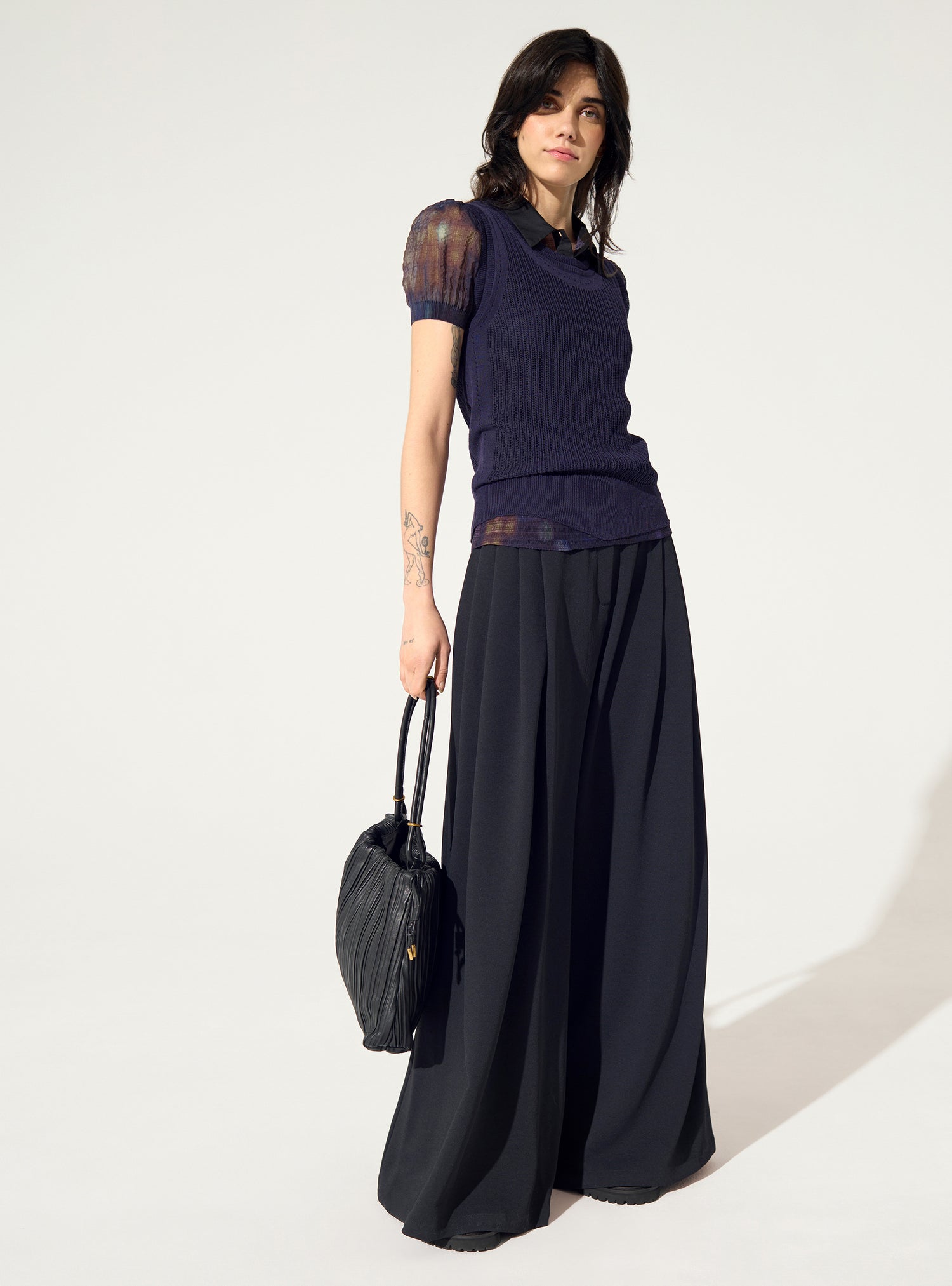 Wide-leg black trousers