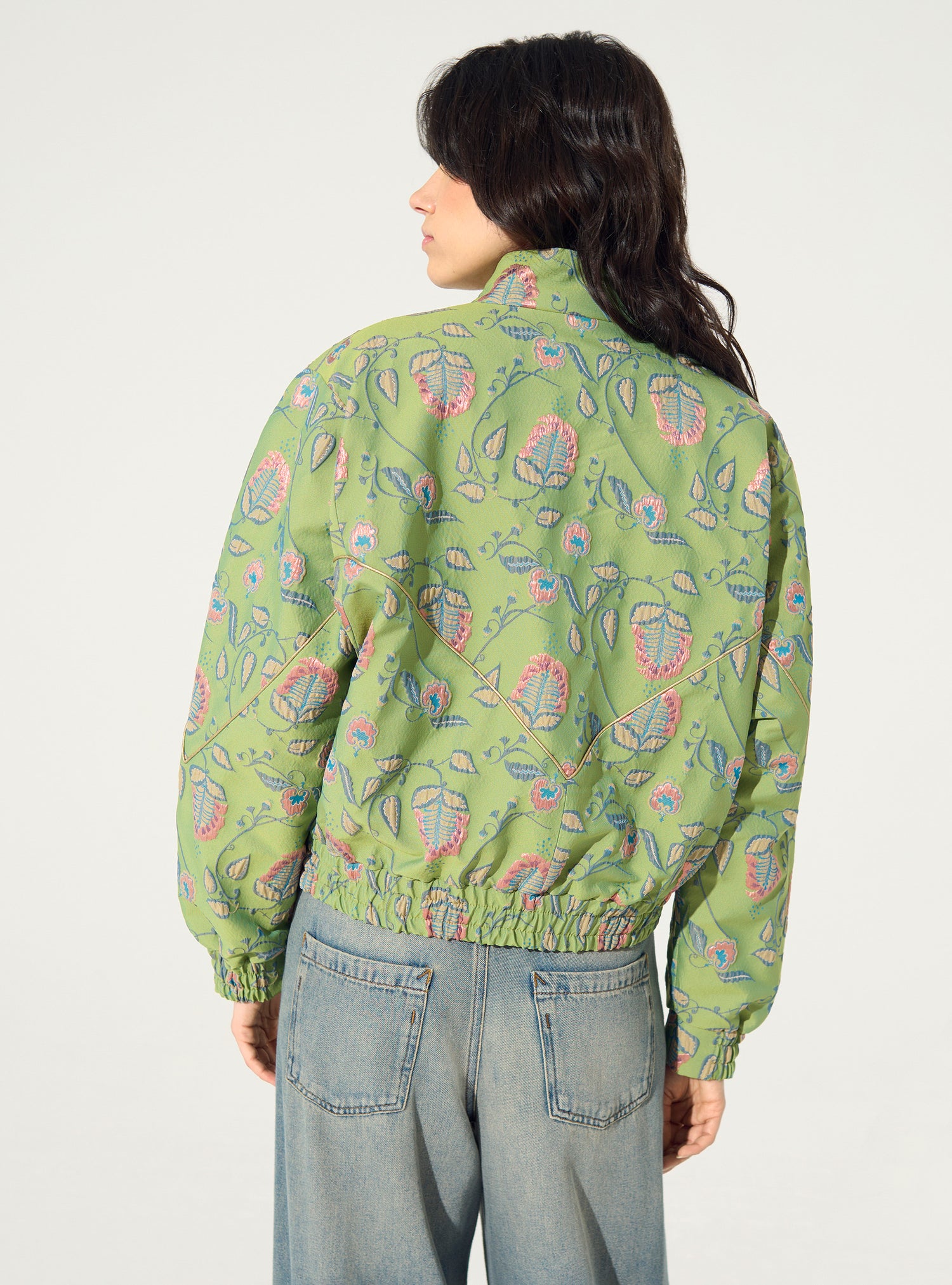 Oversized green printed jacket