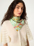 Foulard type bandana en coton et soie vert