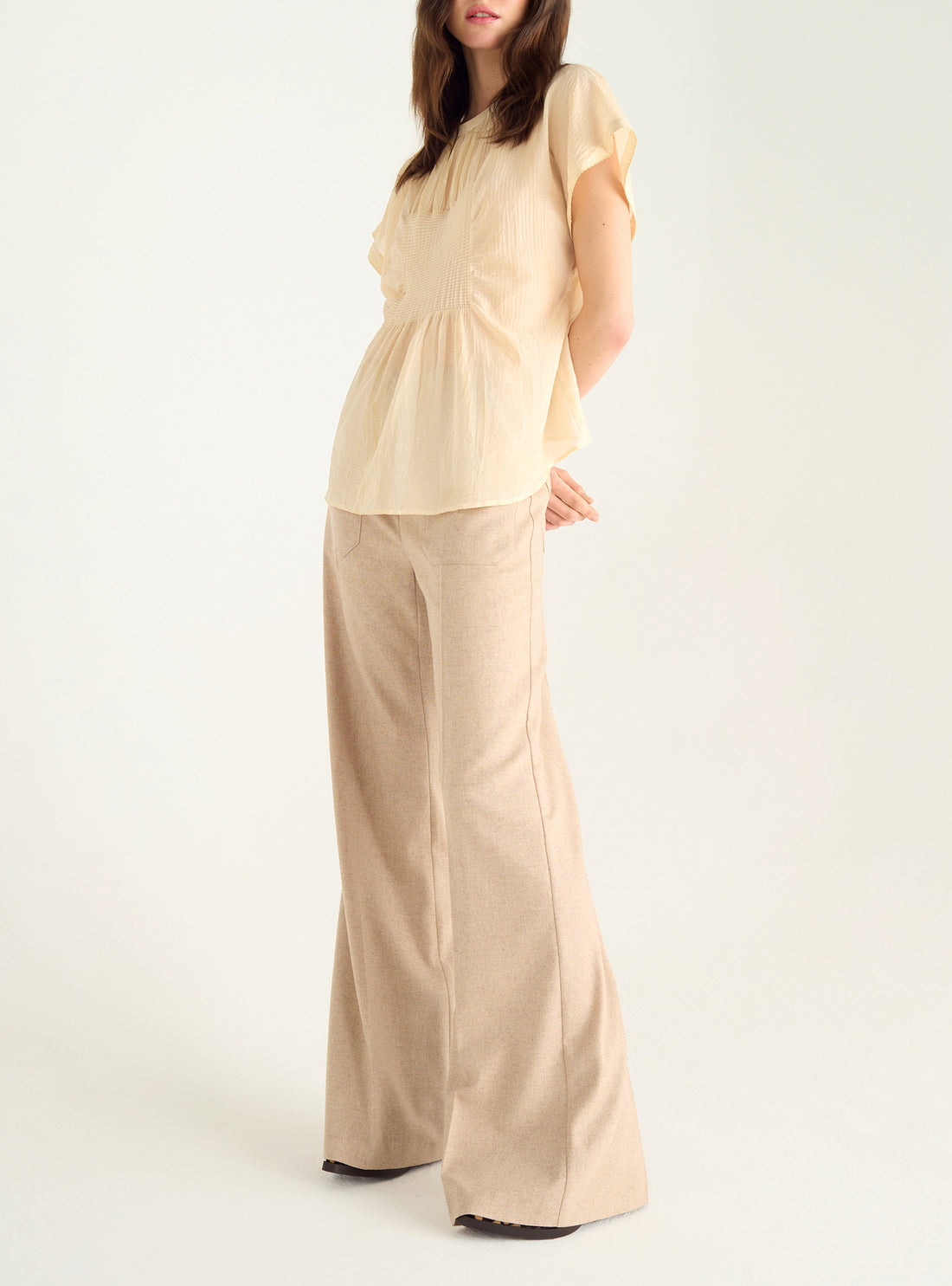 Pleated blouse in cotton voile