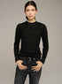 Pull plissé col rond ajusté manches longues