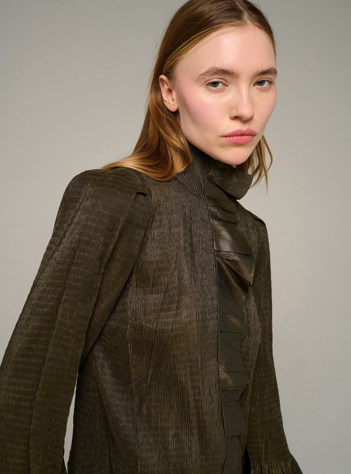 Chemise ajustée manches longues plissée Cotélac 