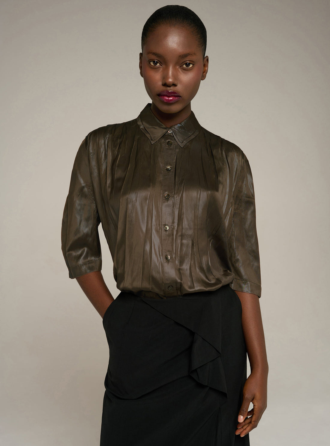 Chemise courte oversize plissée Cotélac 