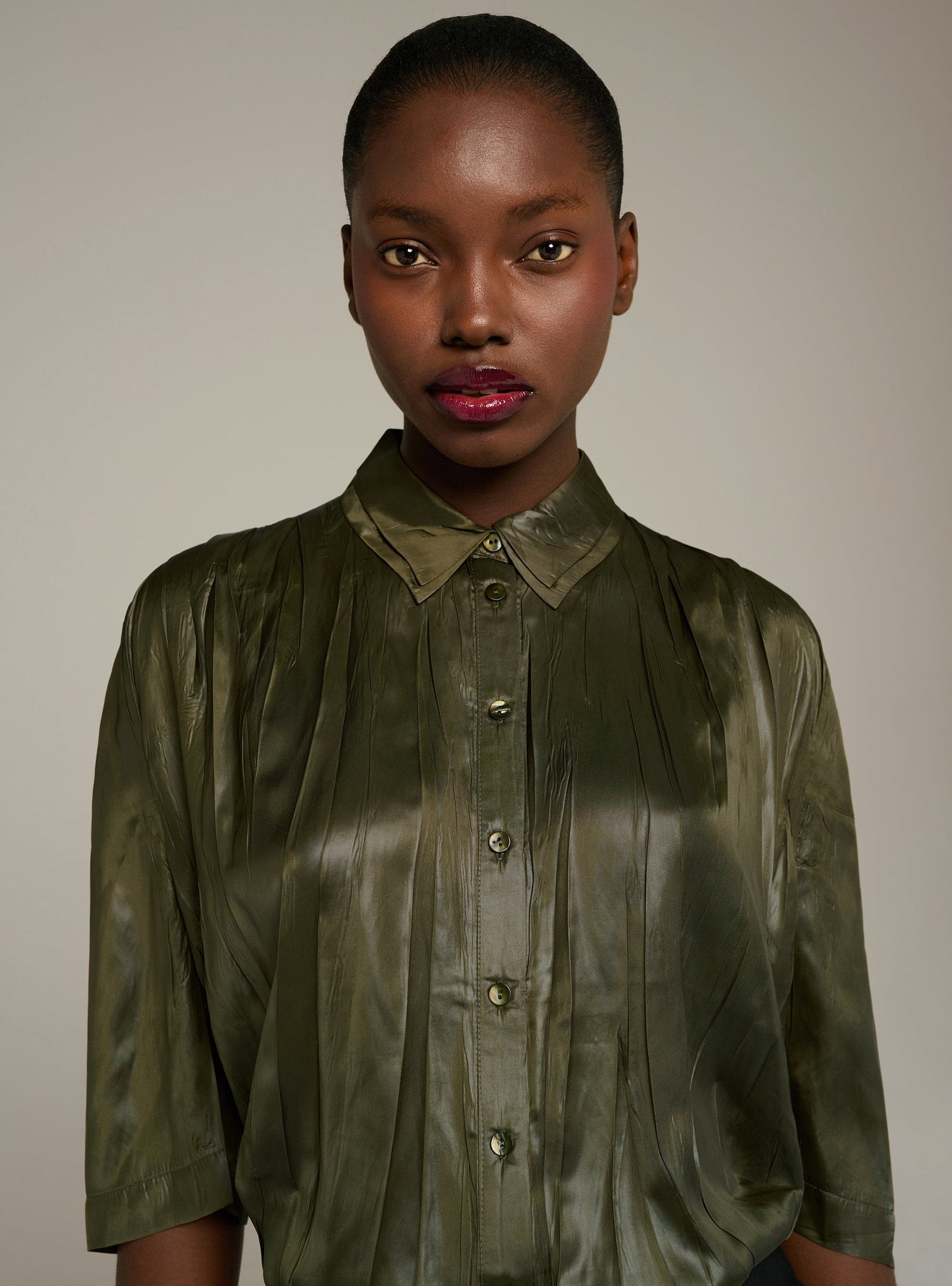 Cotélac chemise courte oversize plissée