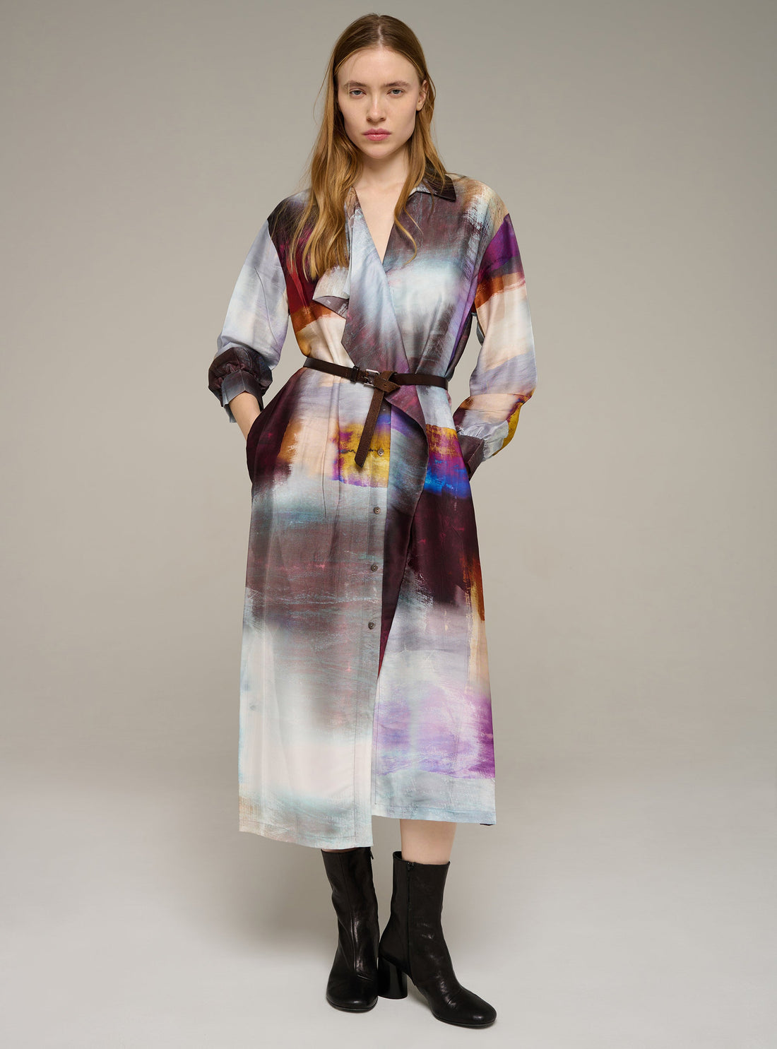 Cotélac robe chemise manches longues imprimée