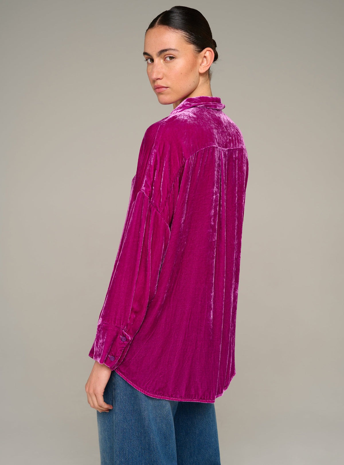 Cotélac chemise oversize manches longues en velours de viscose