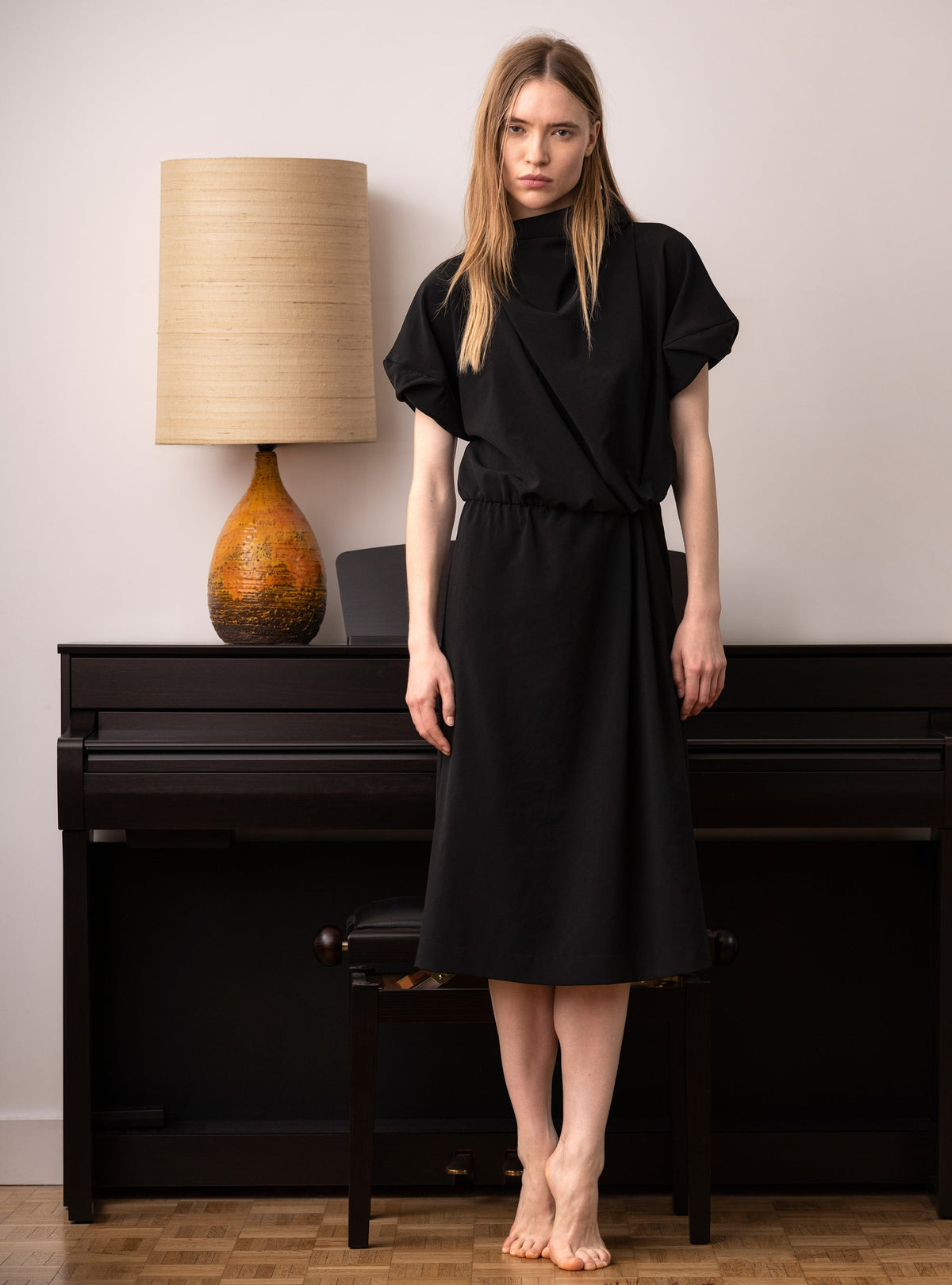 Robe droite midi manches courtes Cotélac 
