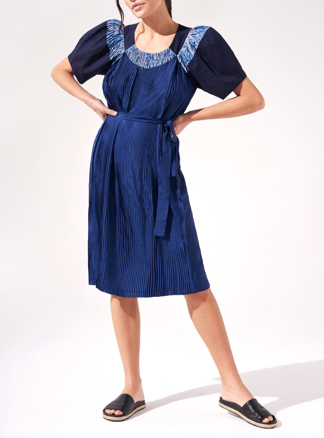 Sublimated Pleated “House Print” Straight Dress