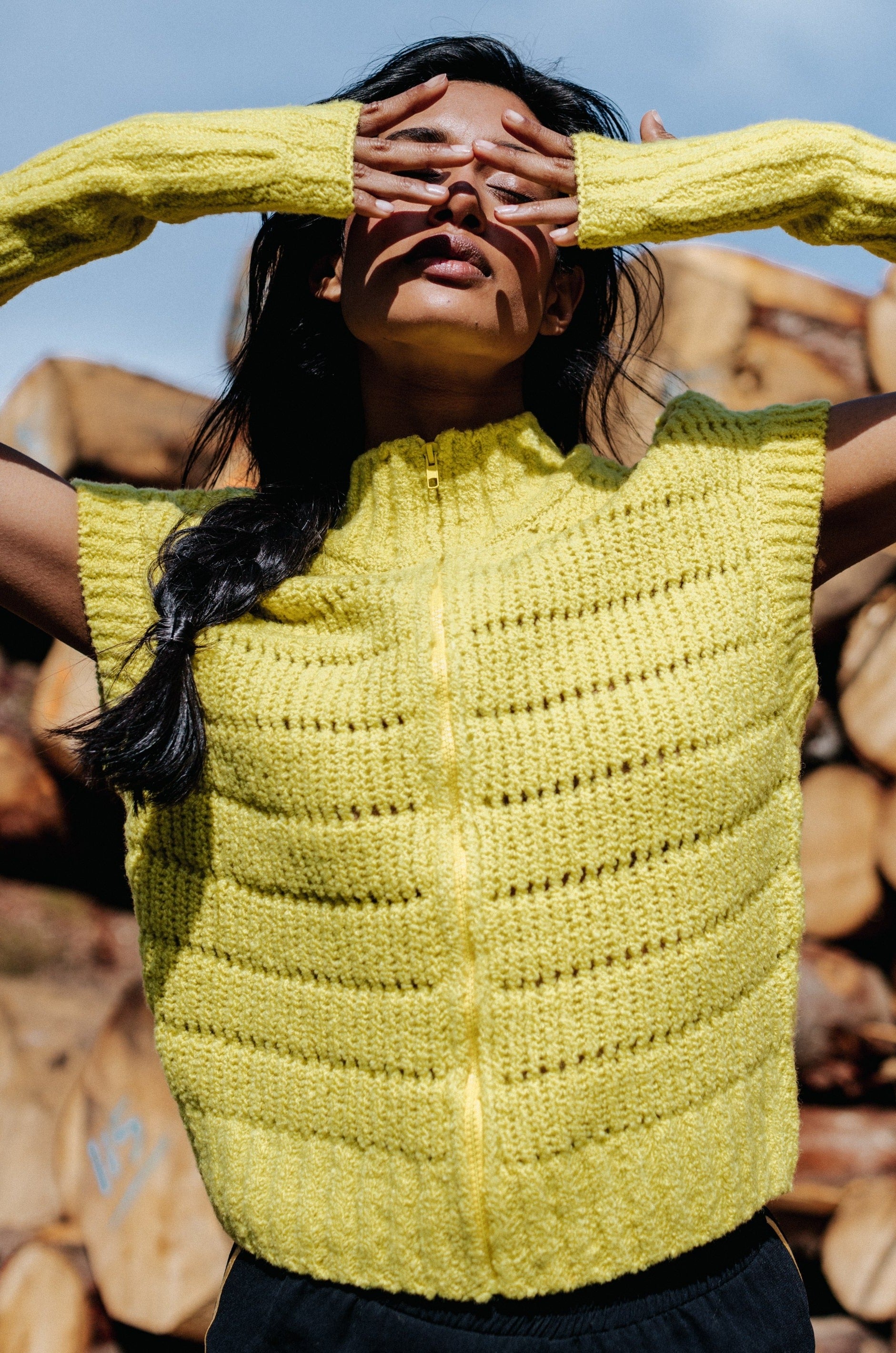 Ärmellose Strickjacke