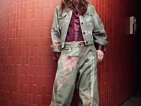 Bedruckte Langarm-Jeansjacke